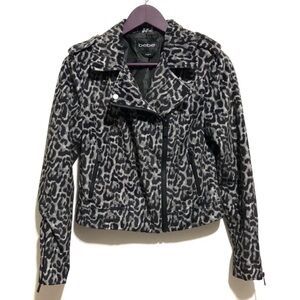 Bebe Velvet Leopard Moto Jacket